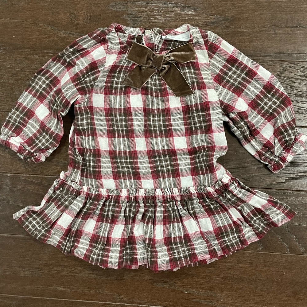 Plaid Fall Holiday Baby Girl Dress 3M